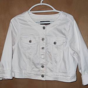 Torrid Cropped White Denim Jacket